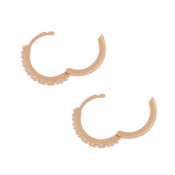 14k Rose Gold 0.66ctw Round Diamond Huggie Earrings
