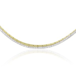 18k Yellow Gold 6.12ctw Diamond Narrow Choker Necklace