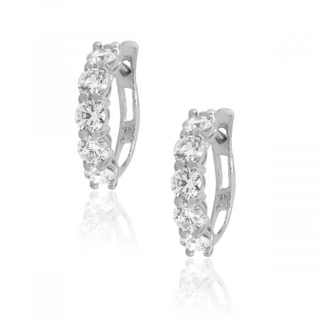 14k White Gold 0.78ctw Round Cut Diamond Small Hoops