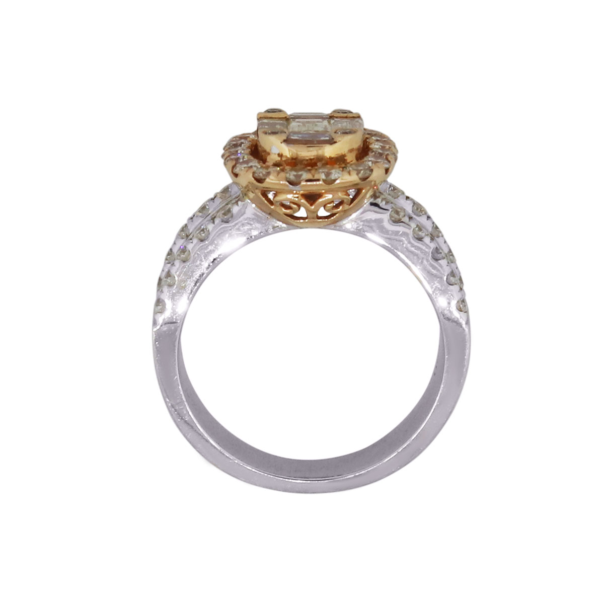 18k Two Tone Gold 2.37ctw Diamond Oval Halo Mosaic Engagement Ring