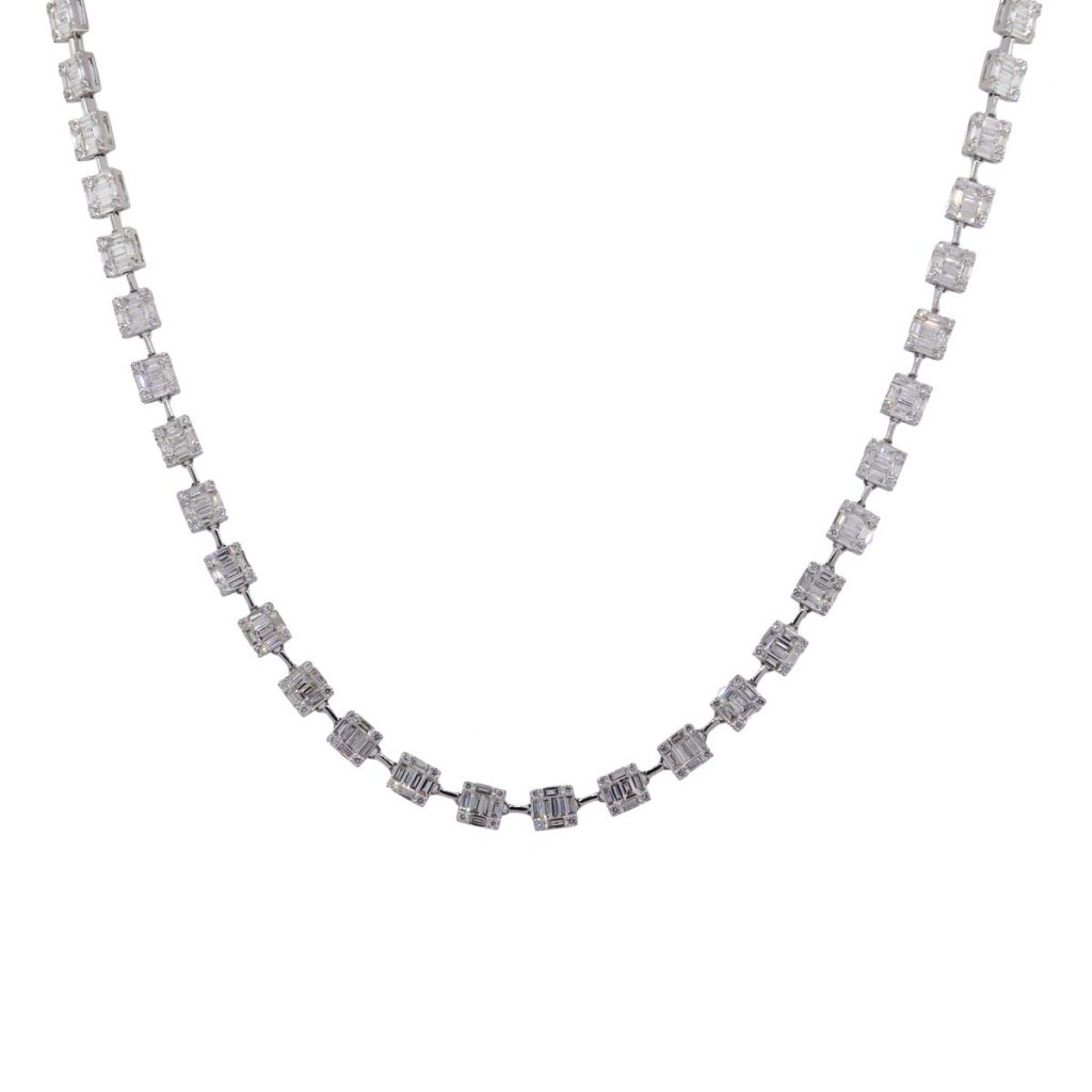 diamond column link necklace boca raton