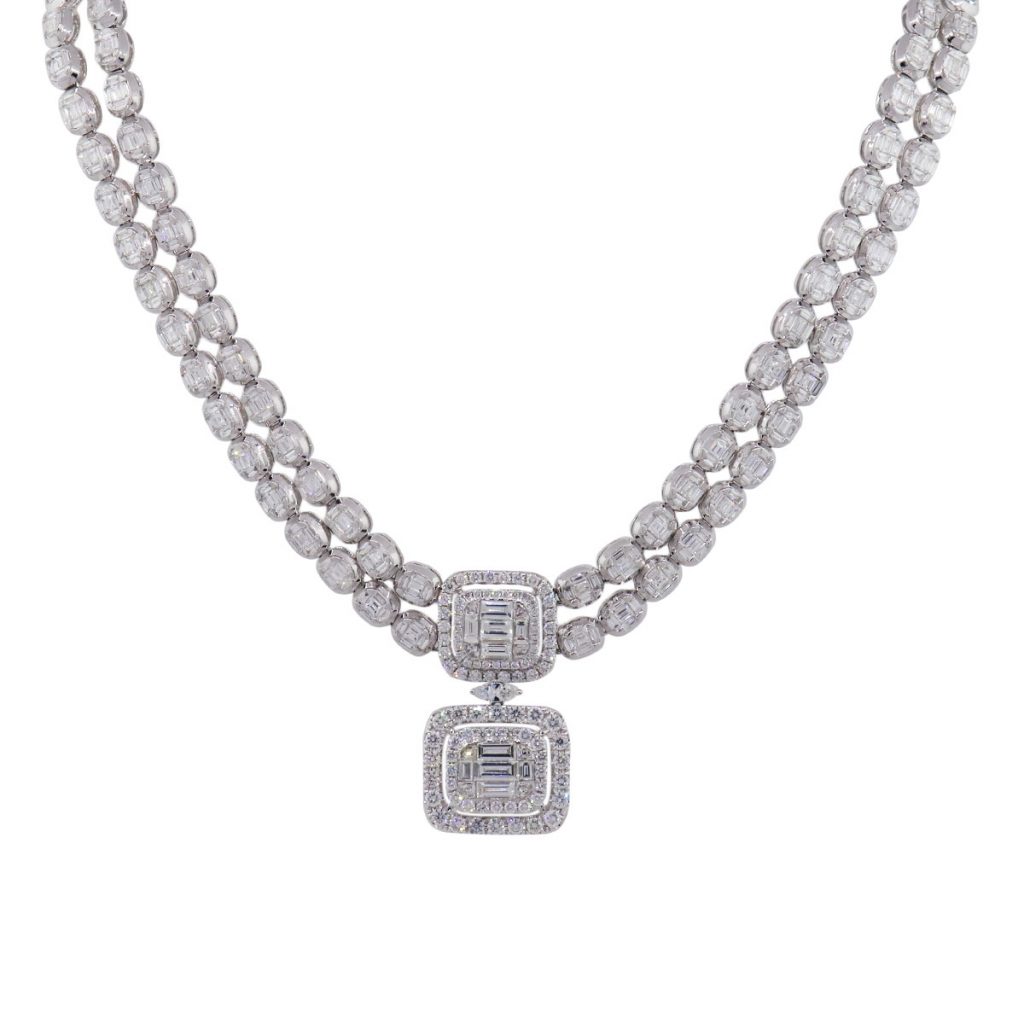 double strang diamond necklace