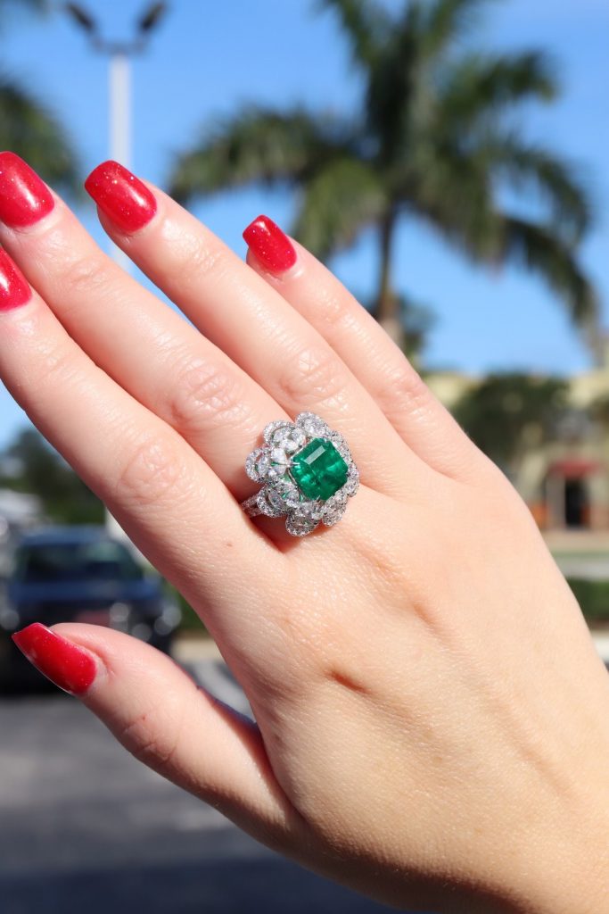 diamond cluster flower ring