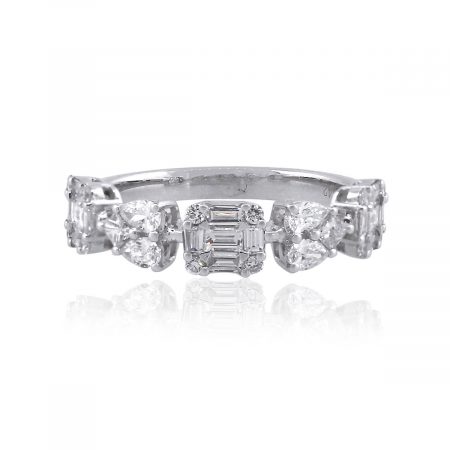 18k Yellow Gold 1.01ctw Diamond Station Cluster Ladies Band