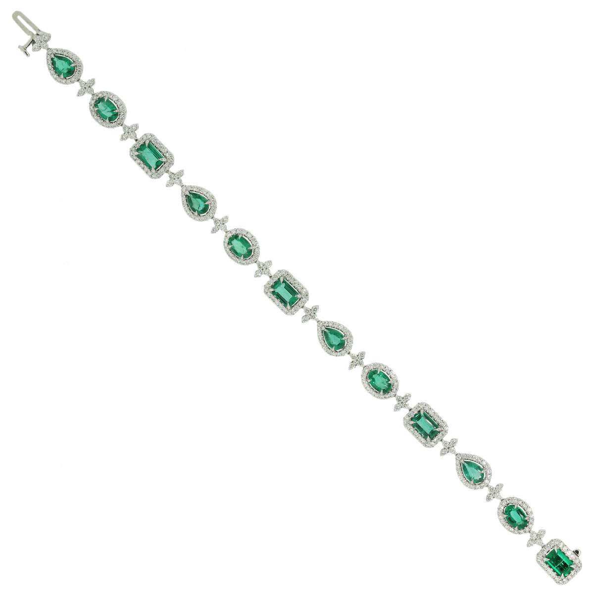 18k White Gold 4.37ct Emerald Bracelet With Diamonds - Raymond Lee Jewelers