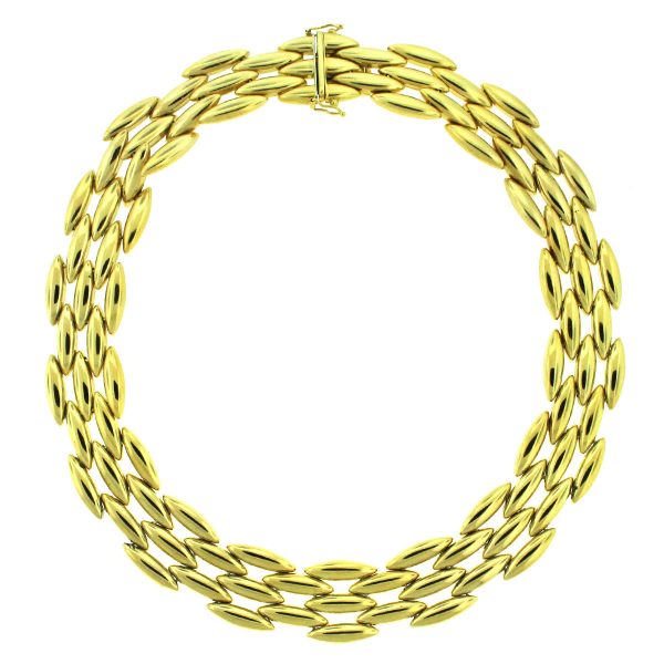 Cartier 18k Yellow Gold Vintage 3 Row Choker Necklace