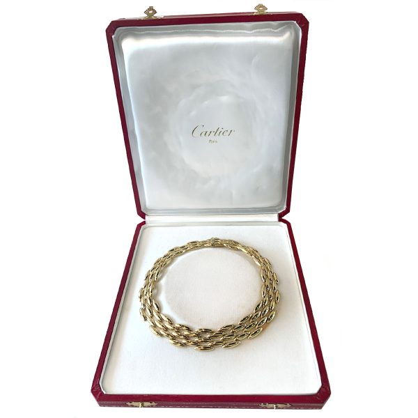 Cartier 18k Yellow Gold Vintage 3 Row Choker Necklace