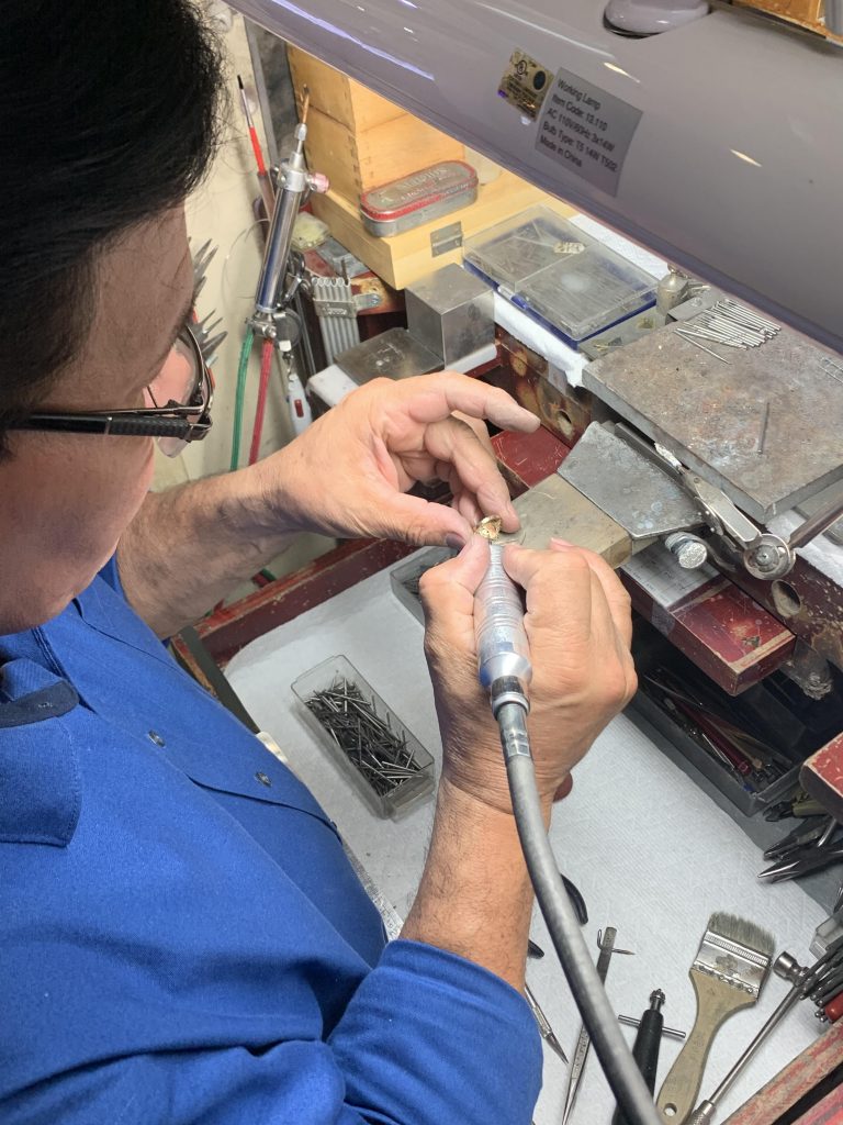 craftsman working on a skeleton watch