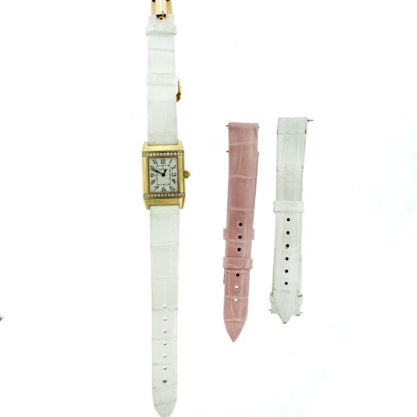 Jaeger LeCoultre 265.1.08 Reverso 18k Yellow Gold Diamond Bezel Women's Watch