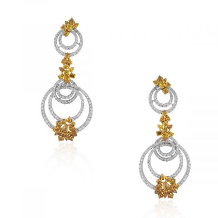 two tone diamond dangle earrings