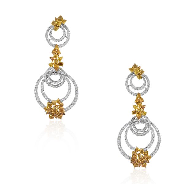 two tone diamond dangle earrings