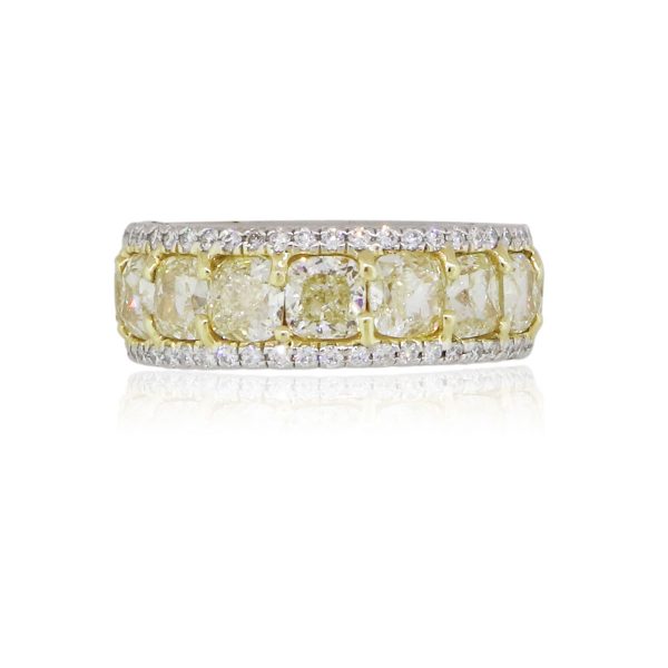 Platinum and 18k Yellow Gold 9.90ctw Fancy Yellow and White Diamond Eternity Band