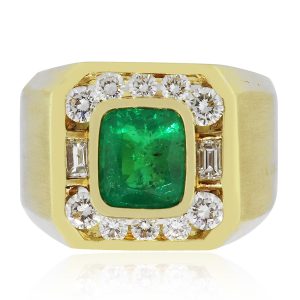 emerald gemstone and diamond ring