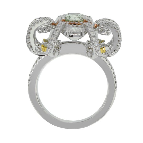 White gold green diamond ring