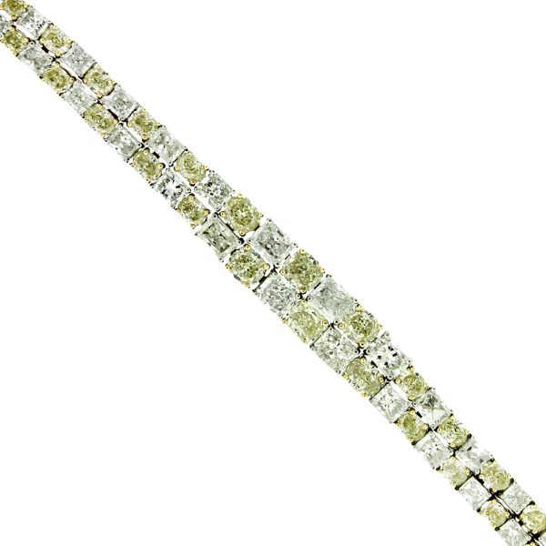 14k Two Tone 32.85ctw Fancy Yellow and White Diamond Bracelet
