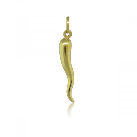 14k Yellow Gold Italian Horn Charm Pendant