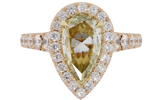 fancy light yellow pear engagement ring