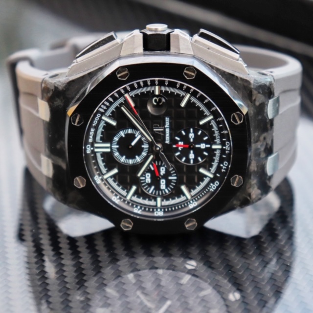 black AP Royal Oak Offshore stainless steel watch
