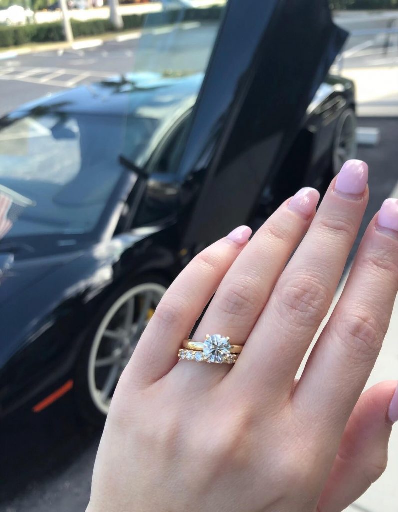 yellow gold engagement ring stack