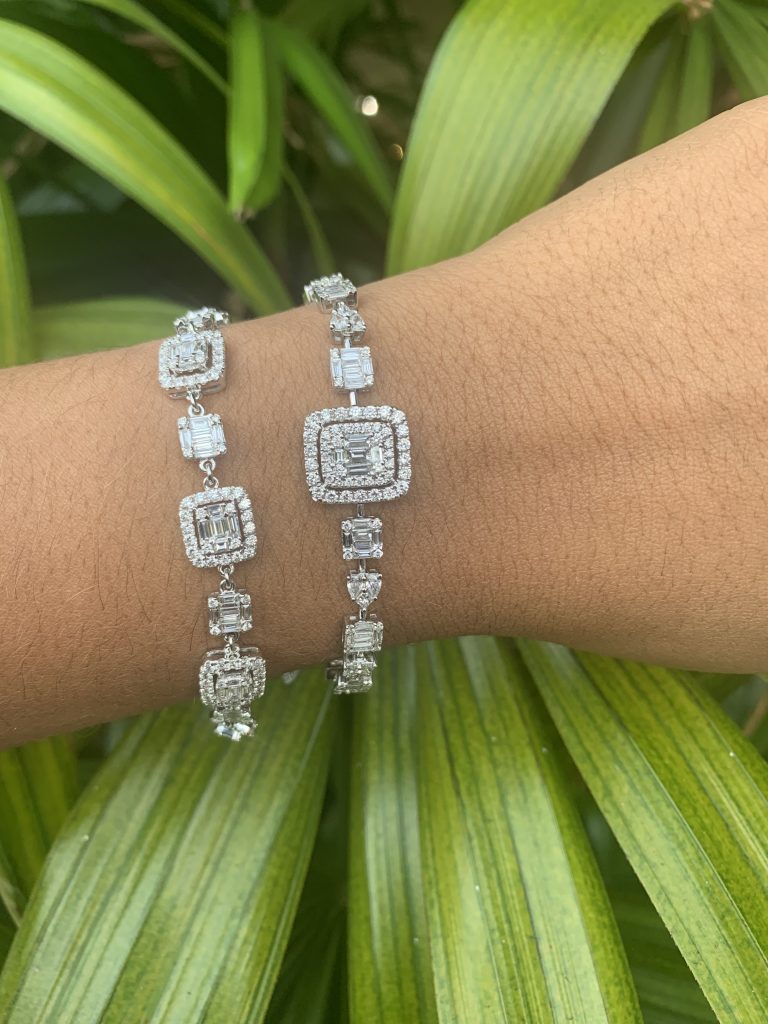Princess cut diamond bracelet in 14k white gold | Gray & Sons Jewelers