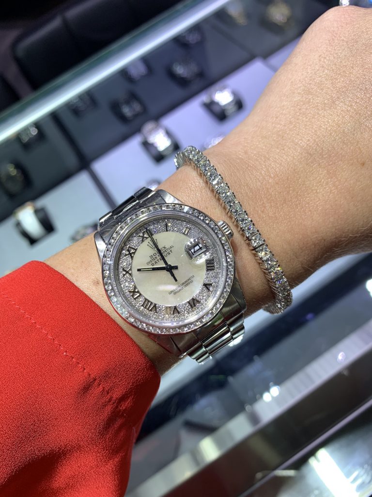 tennis bracelet with rolex