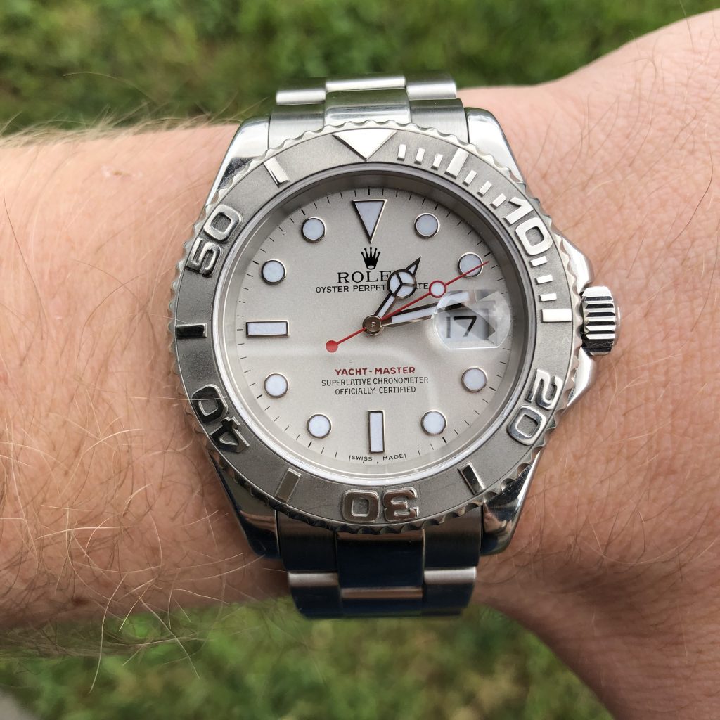 rolex yacht master in stainless steel and cream dial 