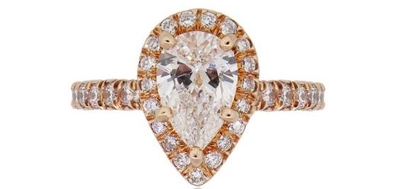 affordable rose gold pear diamond engagement ring