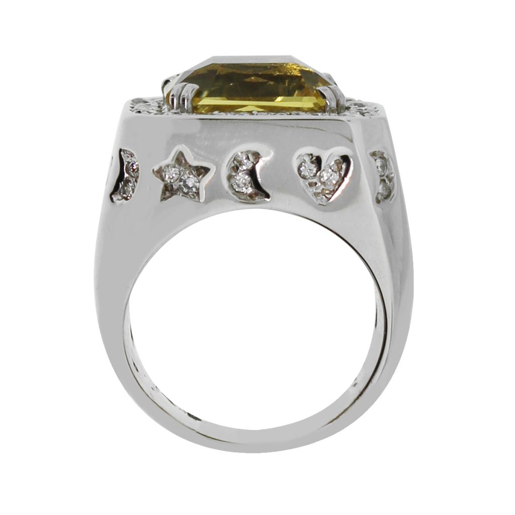 Yellow Sapphire Diamond Mens Ring