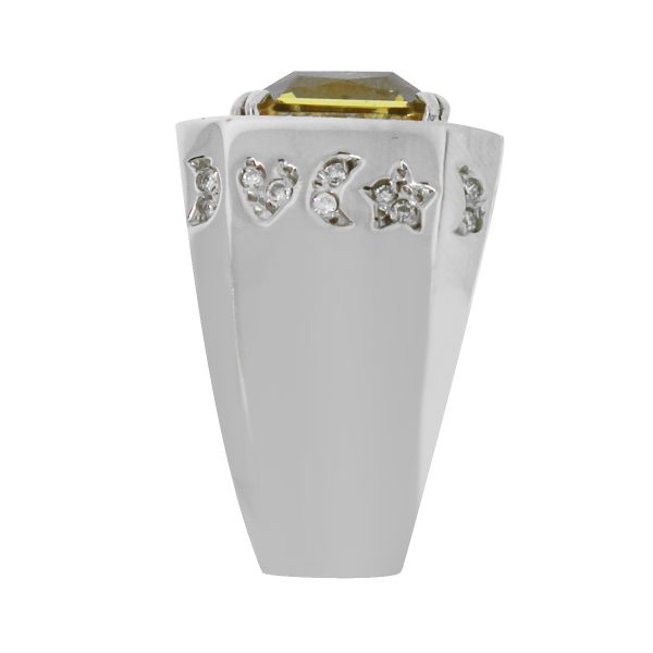 Yellow Sapphire Diamond Mens Ring