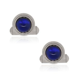 Cartier Sterling Silver Blue Synthetic Spinel Roadster Cufflinks