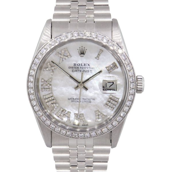 Rolex 16014 Datejust MOP Roman Diamond Dial and Diamond Bezel Stainless Steel Watch