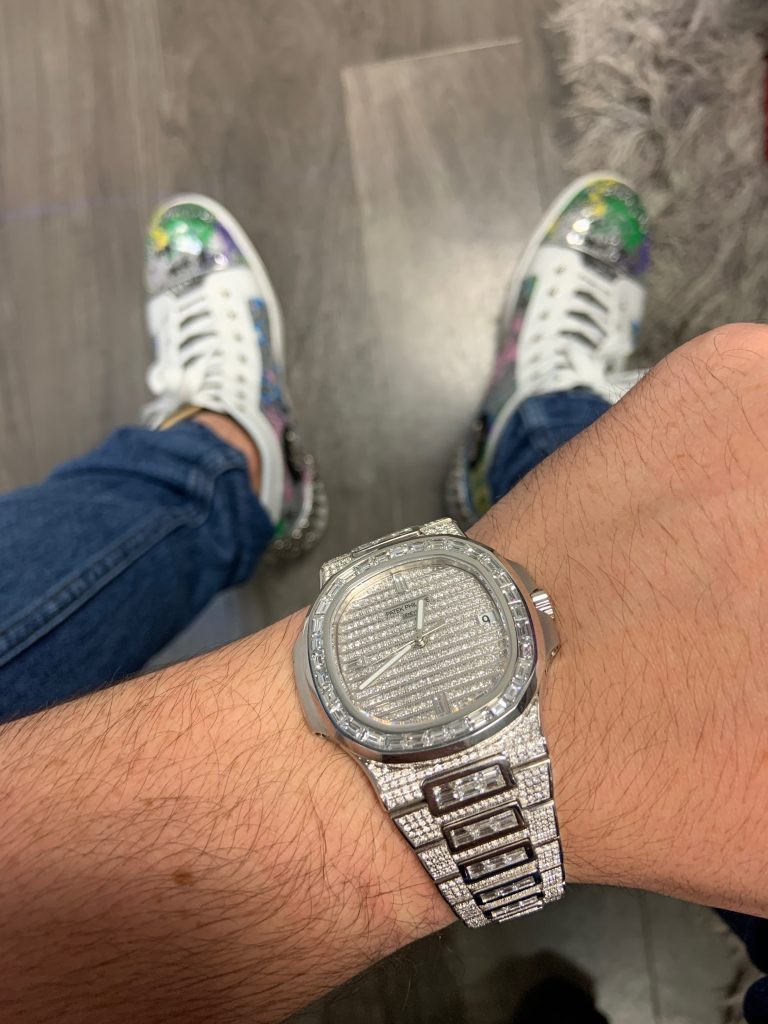 Patek iced out outlet watch