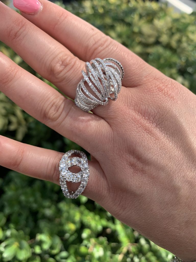 diamond fashion rings worn together