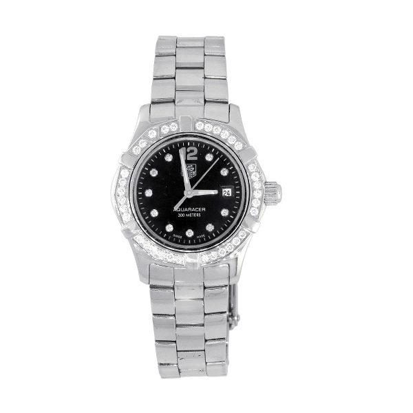 Tag Heuer WAF1414D Aquaracer Stainless Steel Black Diamond Dial Watch