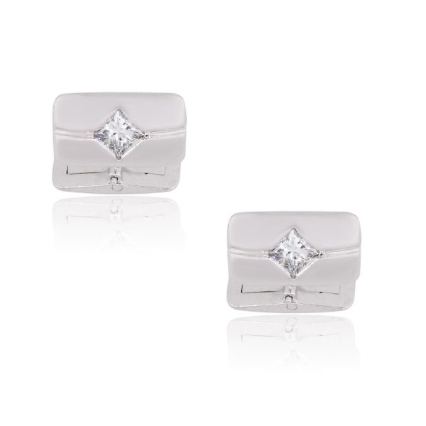 14k White Gold 0.60ctw Princess Cut Diamond Cufflinks