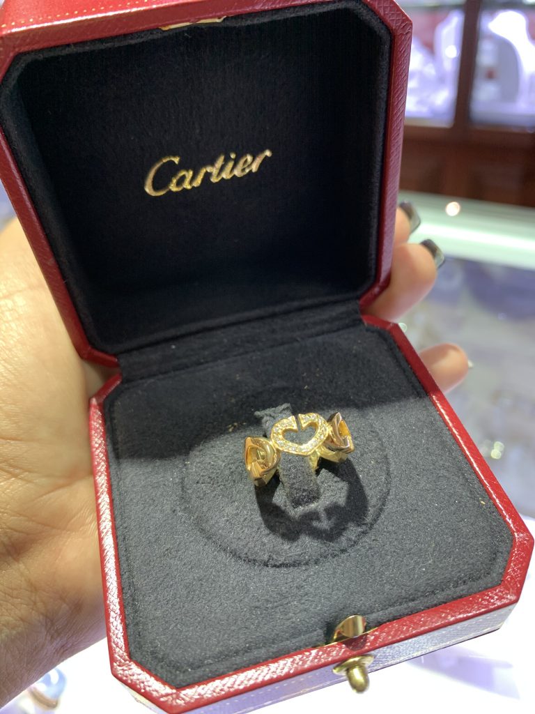 CARTIER  jewelry in original box 18K YELLOW GOLD 0.06CTW DIAMOND HEARTS AND SYMBOLS RING 