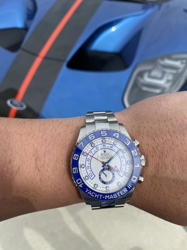 stainless steel yachtmaster II blue