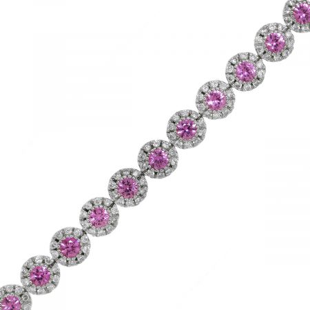 Pink sapphire and diamond bracelet