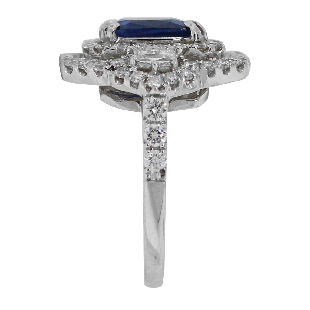 Synthetic sapphire diamond ring