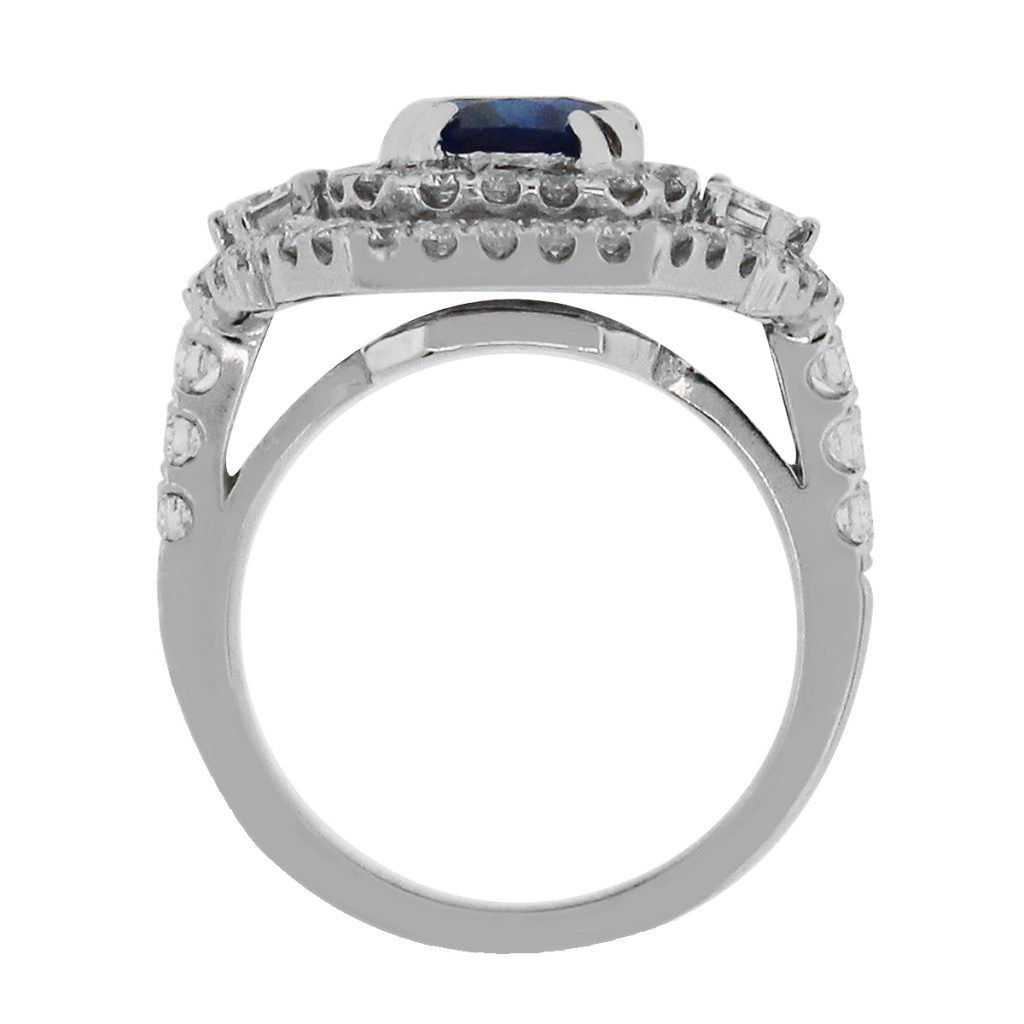 Synthetic sapphire diamond ring