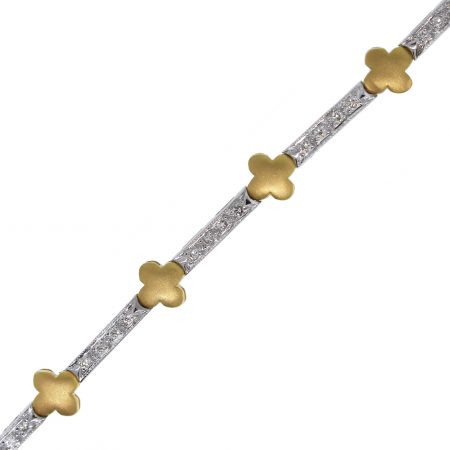 Two Tone Diamond Clover Bracelet