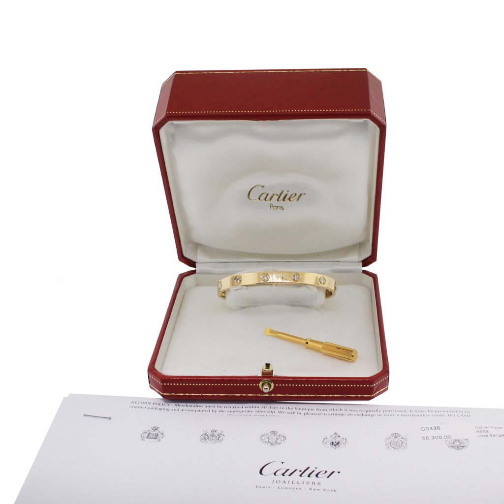 Cartier 18k Yellow Gold Size 17 New Style Love Bangle Bracelet