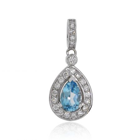 blue topaz diamond pendant