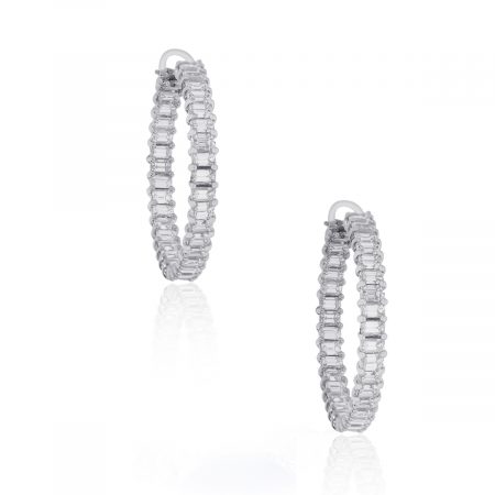 White gold inside out diamond hoop earrings