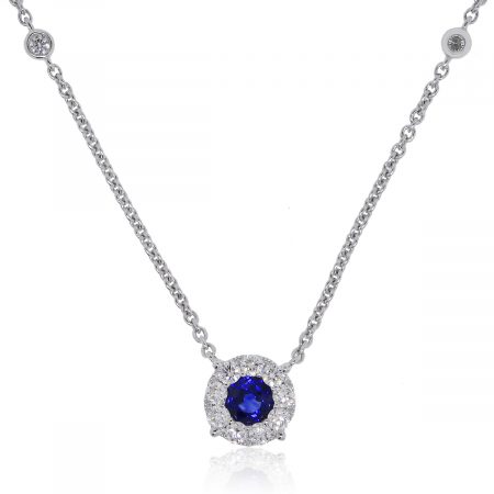 White gold sapphire and diamond necklace