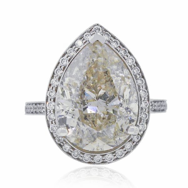 White Gold Pear Shape Diamond Engagement Ring