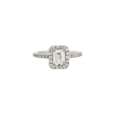 GIA Certified Platinum 1.58ctw Emerald Cut Diamond Engagement Ring