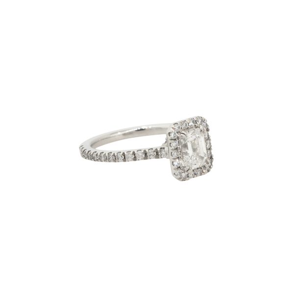 GIA Certified Platinum 1.58ctw Emerald Cut Diamond Engagement Ring