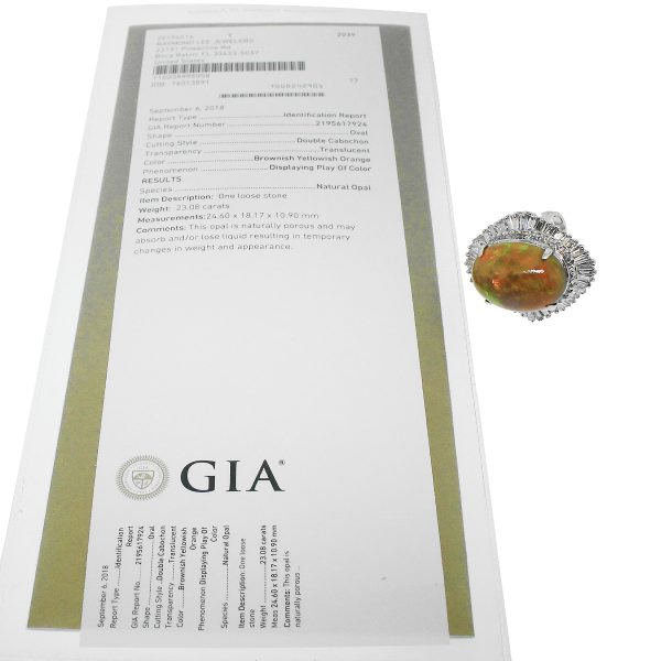 GIA Certified Opal and diamond ring