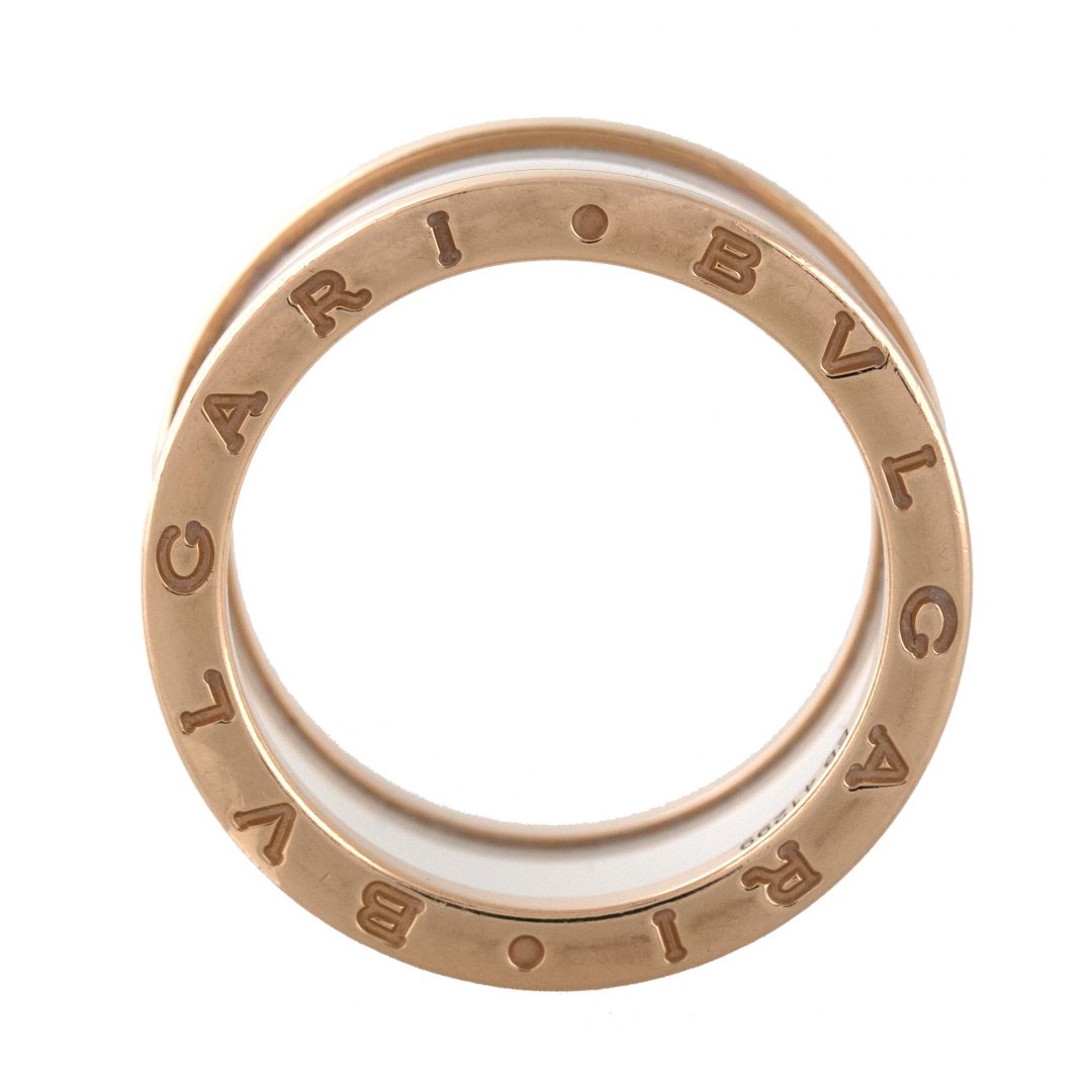 Bulgari 18k Rose Gold B Zero white Ceramic Ring